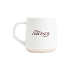 White mug with Sargento logo printed on the side, shown at a slight angle highlighting handle and smooth ceramic finish