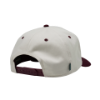Back angle view of "The Heritage Snapback", showing a burgundy snap closure and contrast brim edge.