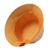 Top-down interior view of the "Grilled Cheese Bucket Hat", showing a bright orange lining and stitched brim.