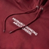 Close-up of Sargento State of Mind Hoodie showing “Probably Thinking About Cheese” chest graphic