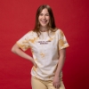 Sargento Cheese With Standards Tee worn from the front with cream and golden tie-dye pattern