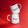 Two Sargento Serious About Cheese Mugs stacked to show the Sargento logo and “I Take My Cheese Seriously” message